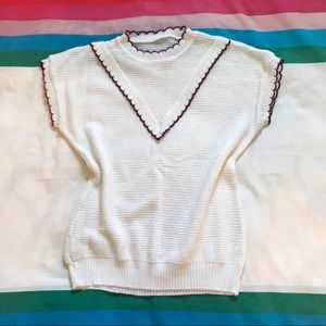 Vintage 80s Knit Crochet Scalloped Sweater Shirt
